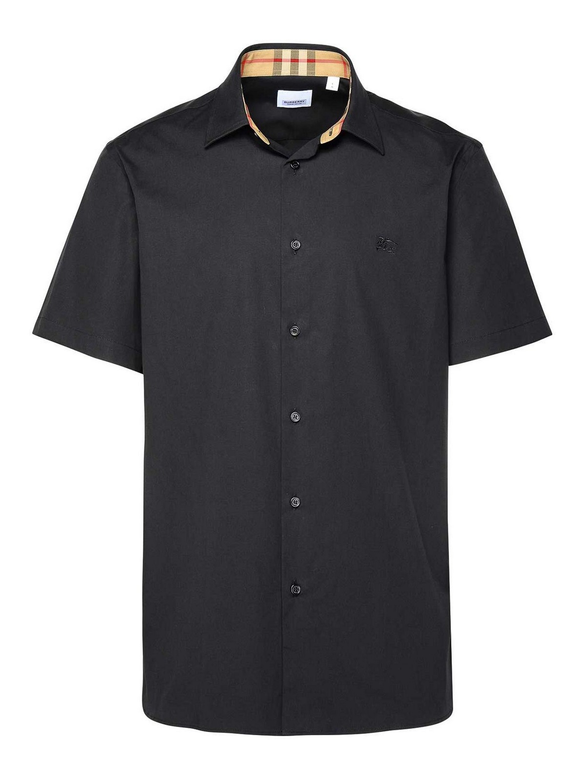 Stretch Cotton Shirt - BLACK