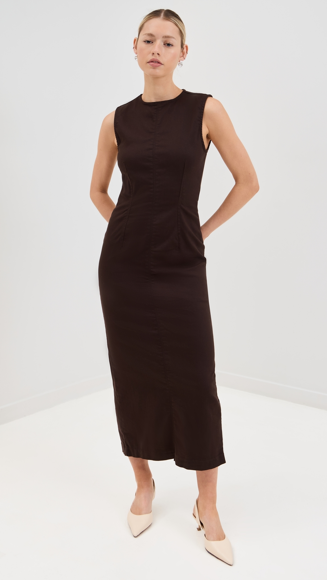 Kendi Denim Midi Dress Mole