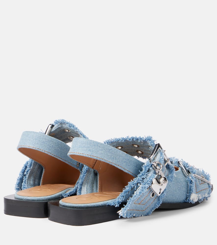 Feminine Buckle denim ballet flats