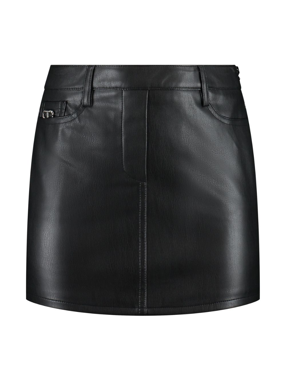 Faux-leather mini skirt - Black