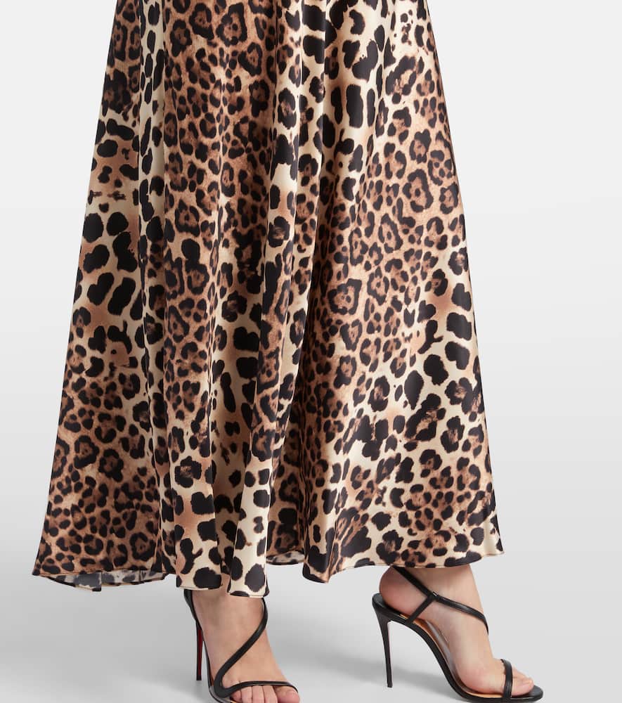 Leopard-print silk satin maxi dress