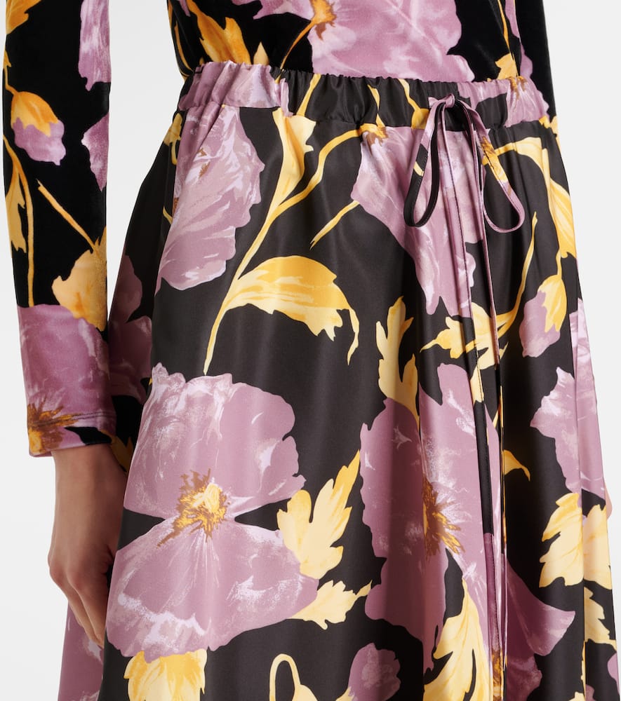Floral faille midi skirt