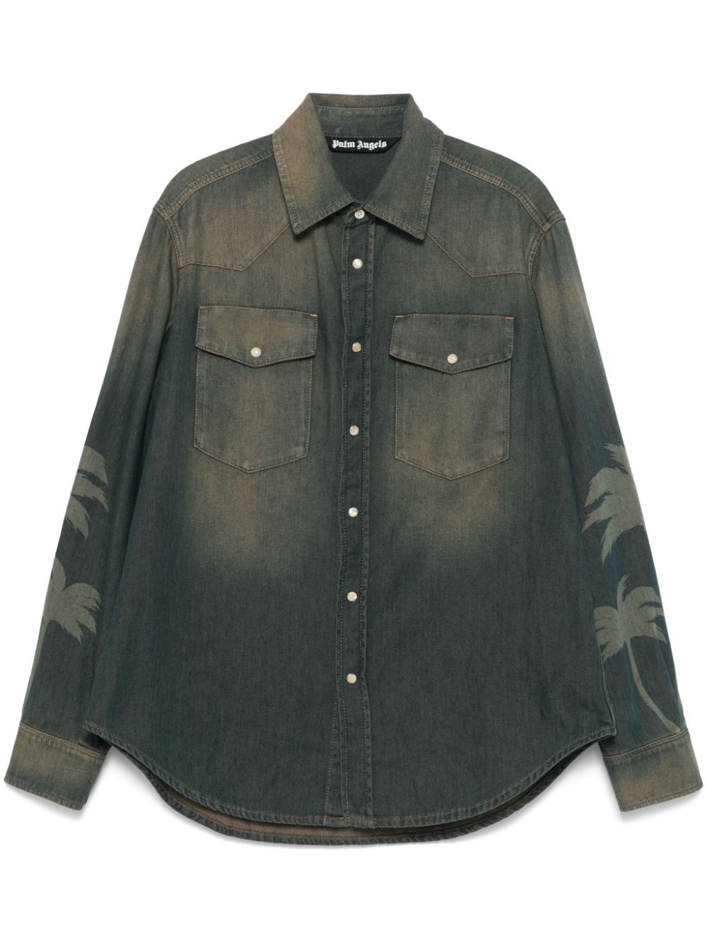 Palm-print shirt - Brown