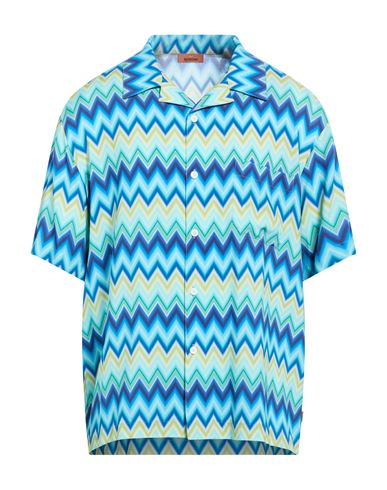Man Shirt Azure Size L Viscose