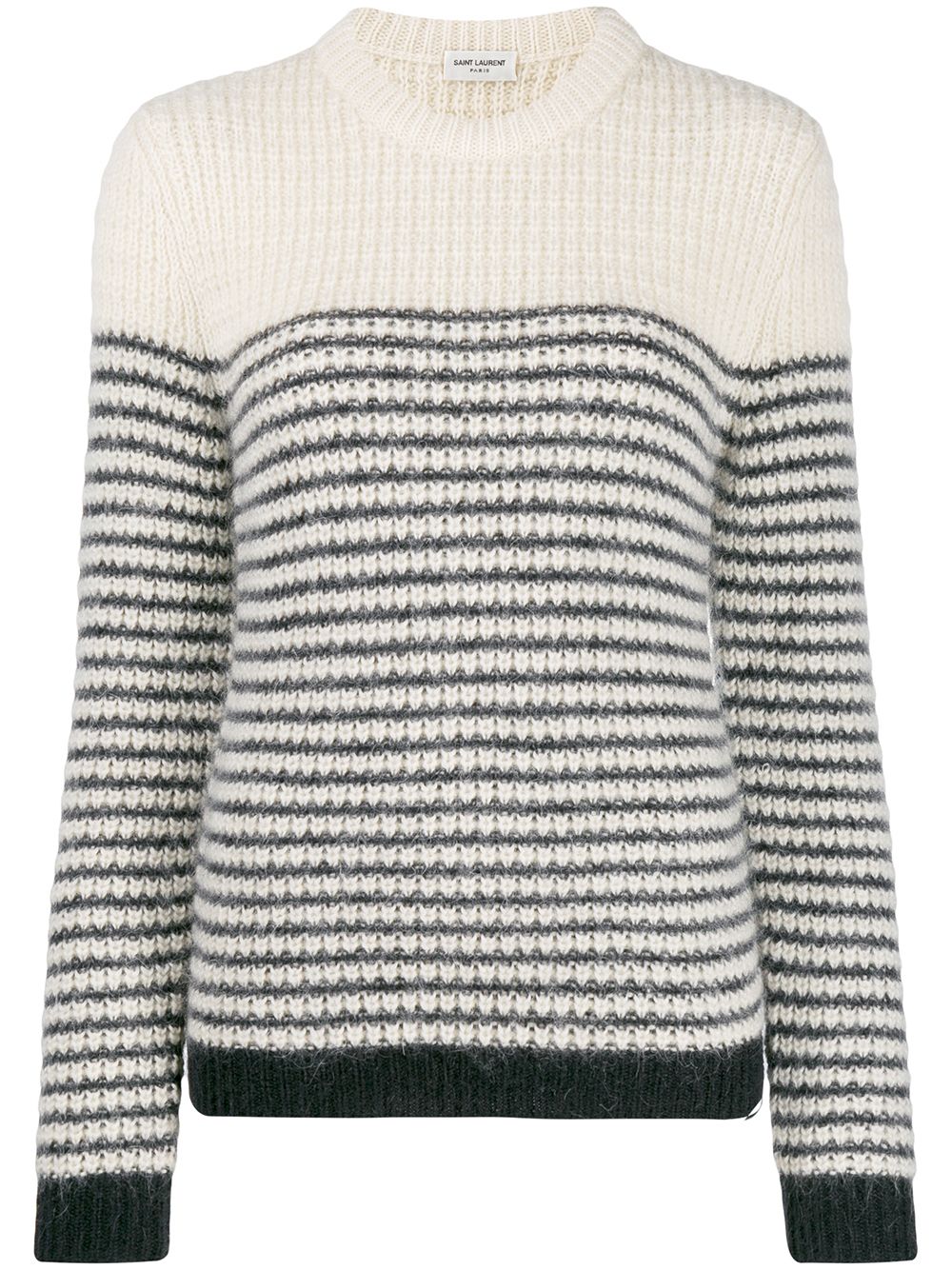 Striped crew neck jumper - White