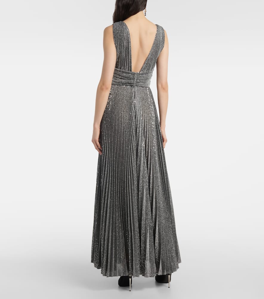 Metallic plissé cocktail dress