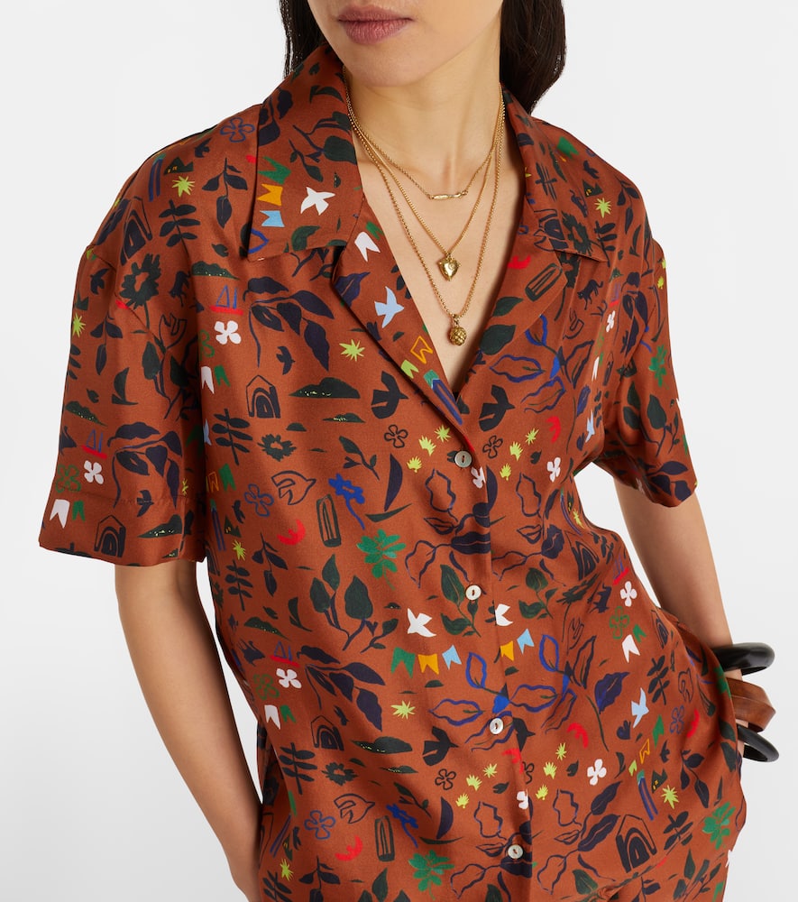 Prague printed silk twill shirt