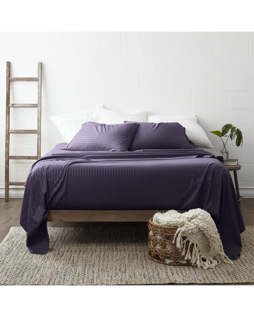 Premium Striped Embossed 4Pc Bed Sheet Set