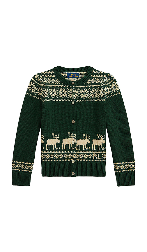 Polo Ralph Lauren Long Sleeve Intarsia Holiday Cardigan in Northwest Pine Multi. 6 also , 3