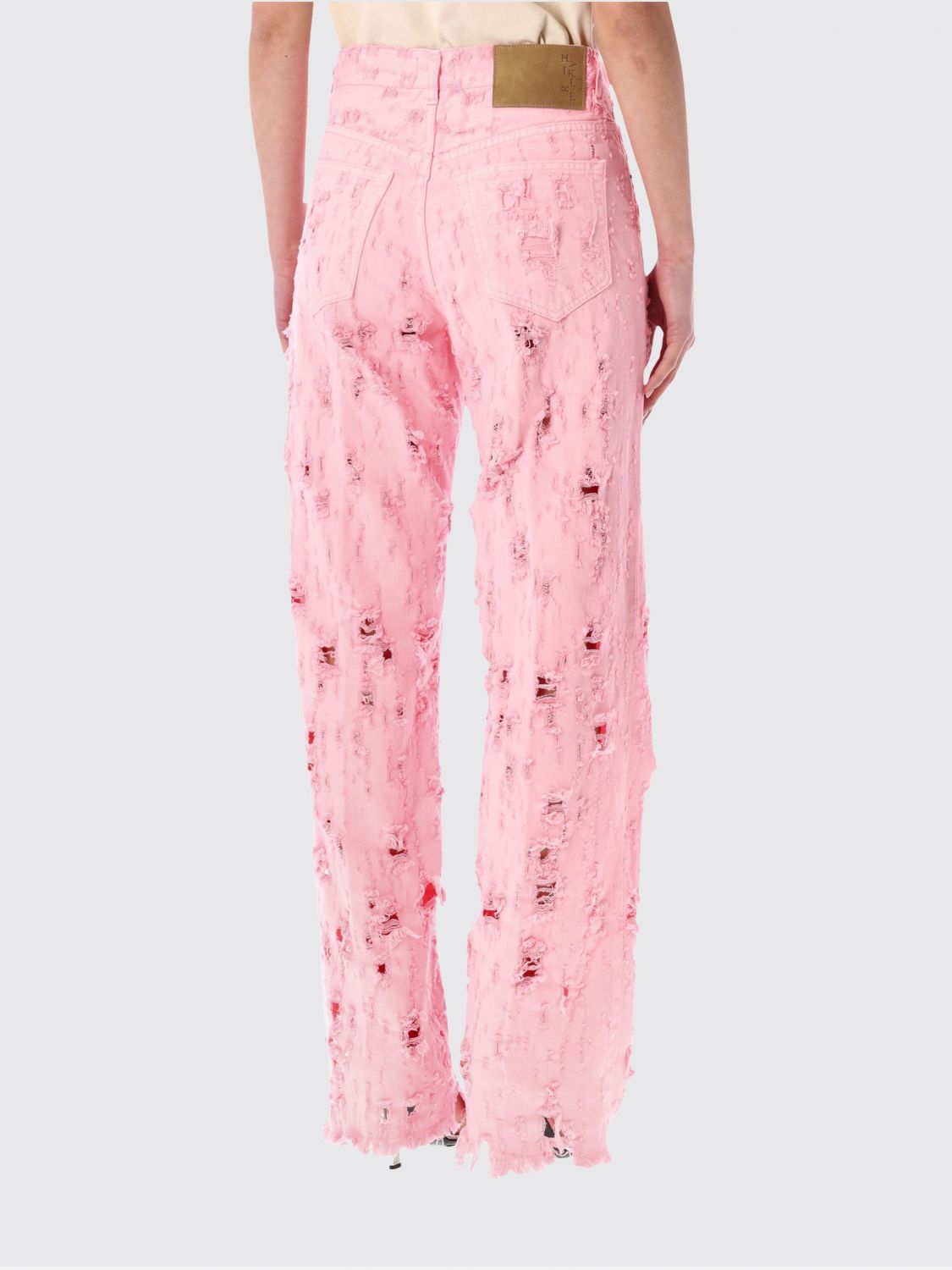 Bonnie Bull Destroyed Mid Rise Loose Jeans in Flamingo