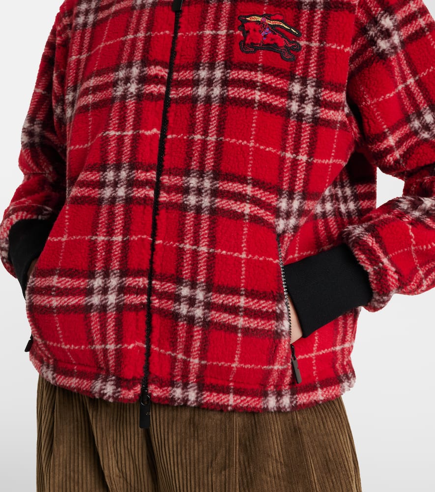 Check hooded wool-blend jacket