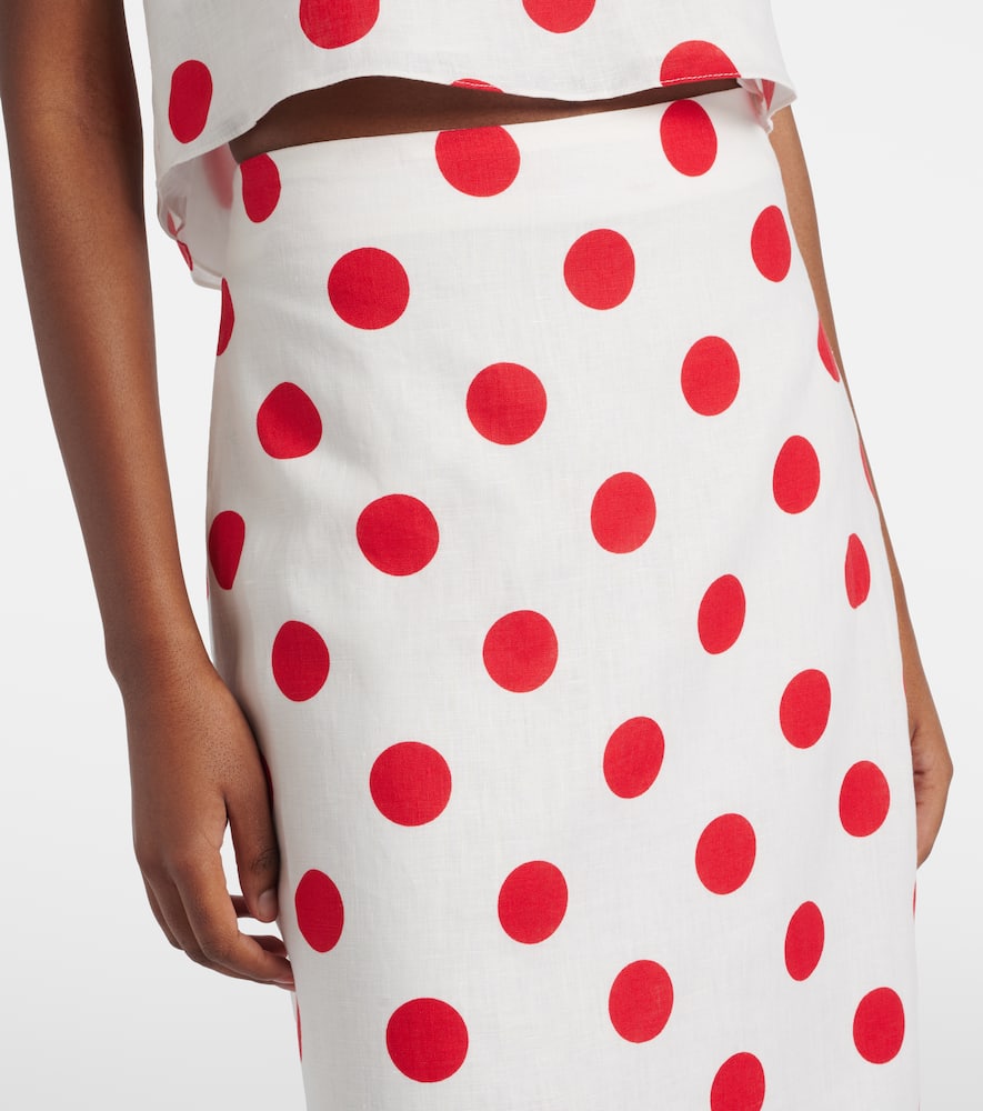 Bruna polka-dot linen maxi skirt