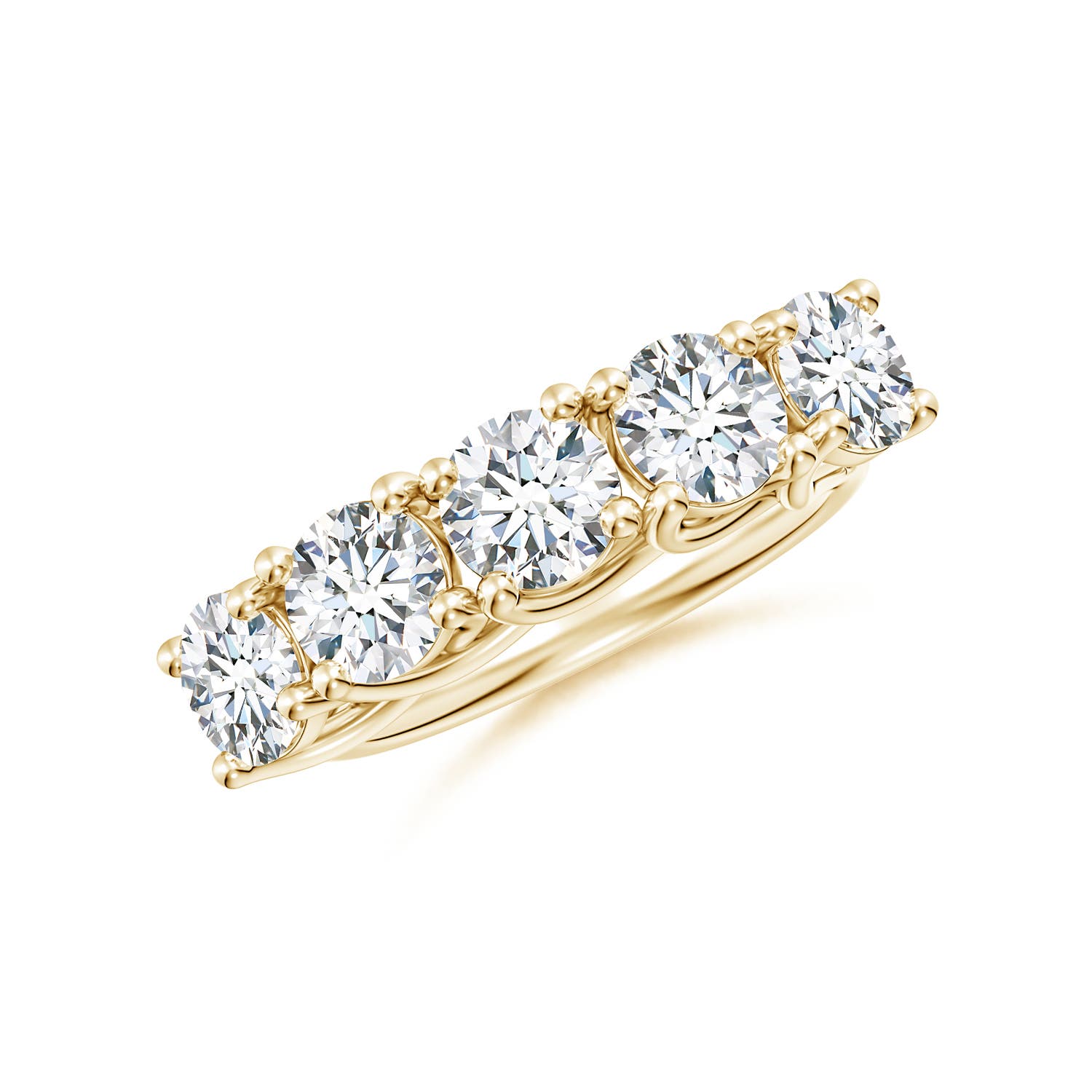 Angara 2.5 CTW Lab-Grown Half Eternity Five Stone Diamond Wedding Ring in 18K Yellow Gold