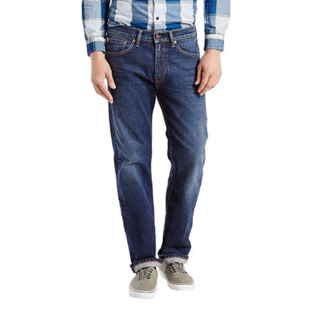 Men's 505 Jeans Blue Dark Wash Stretch Regular Fit Straight GBO2161