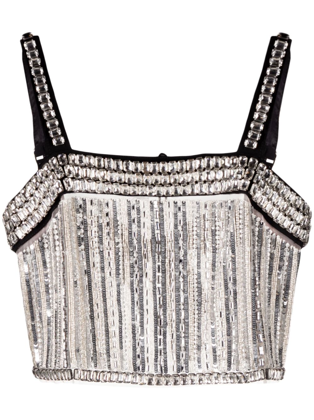 Crystal-embellished cropped tank top - Silver