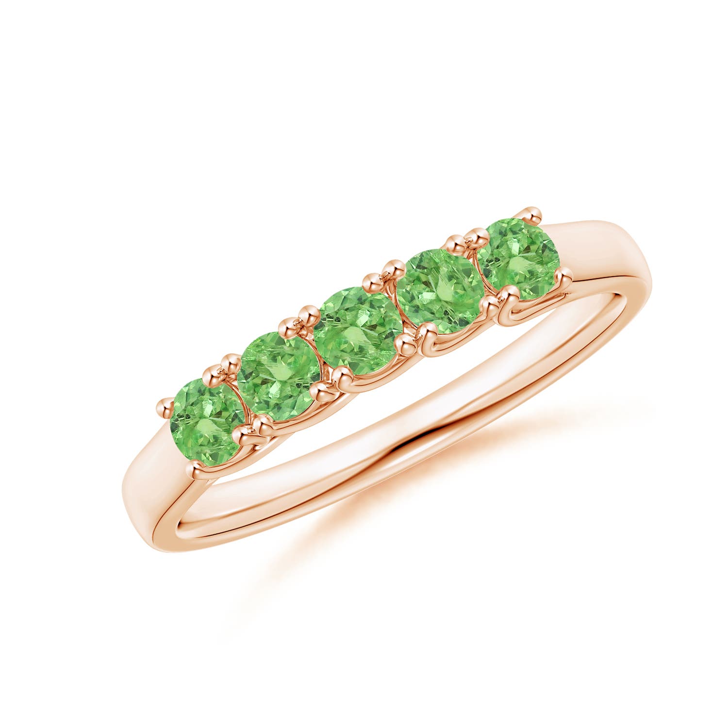 Angara 0.5 Carat Half Eternity Five Stone Tsavorite Wedding Ring in 14K Rose Gold