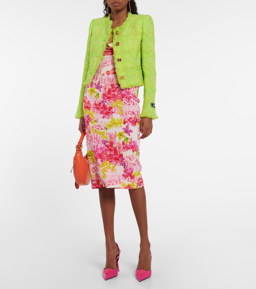 Logo floral crêpe midi dress