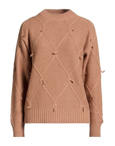 N. o.w. Andrea Rosati Cashmere Woman Sweater Camel Size M Wool, Viscose, Cashmere, Nylon