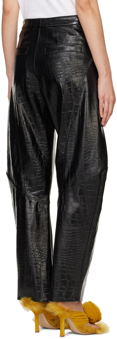 Puppets and Puppets Black Elliot Faux-Leather Trousers