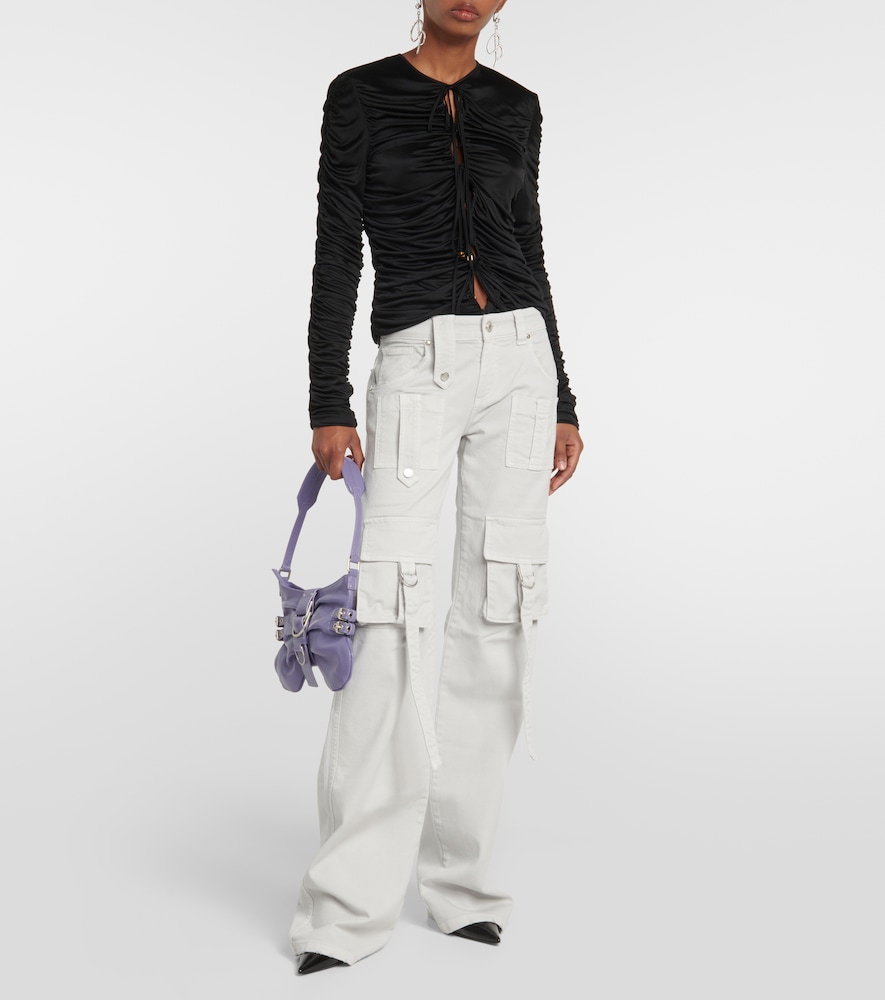 Low-rise denim cargo pants