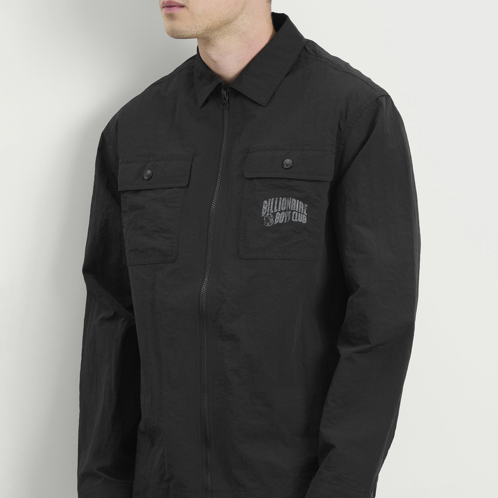 Men's Arch Logo Nylon Overshirt Black