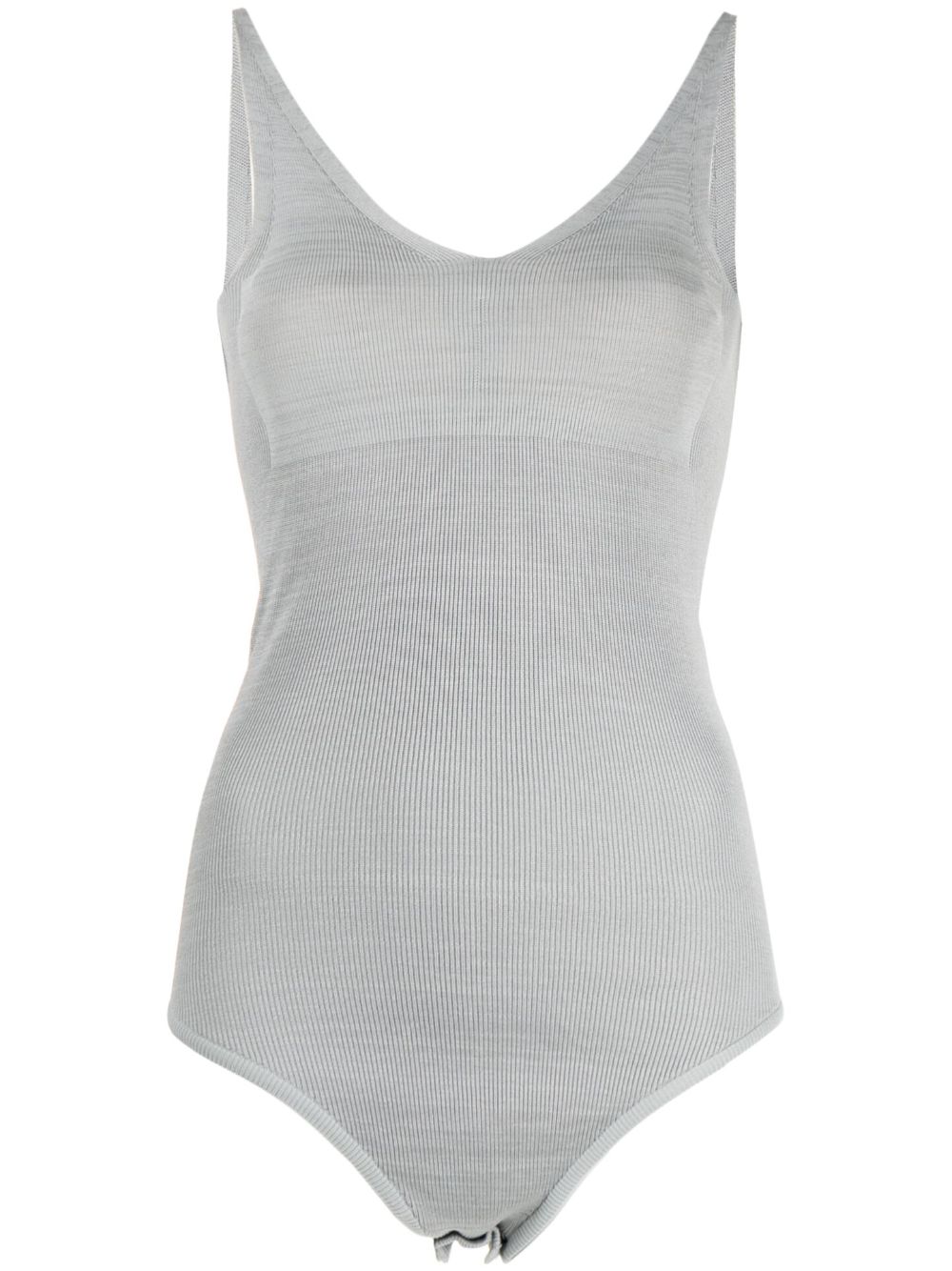 V-neck ribbed-knit top - White
