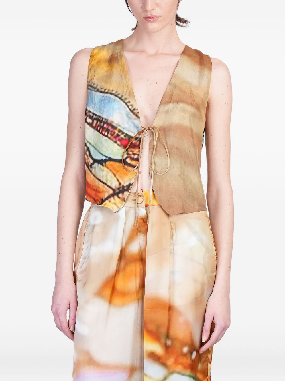 YAVI graphic-print vest - Neutrals