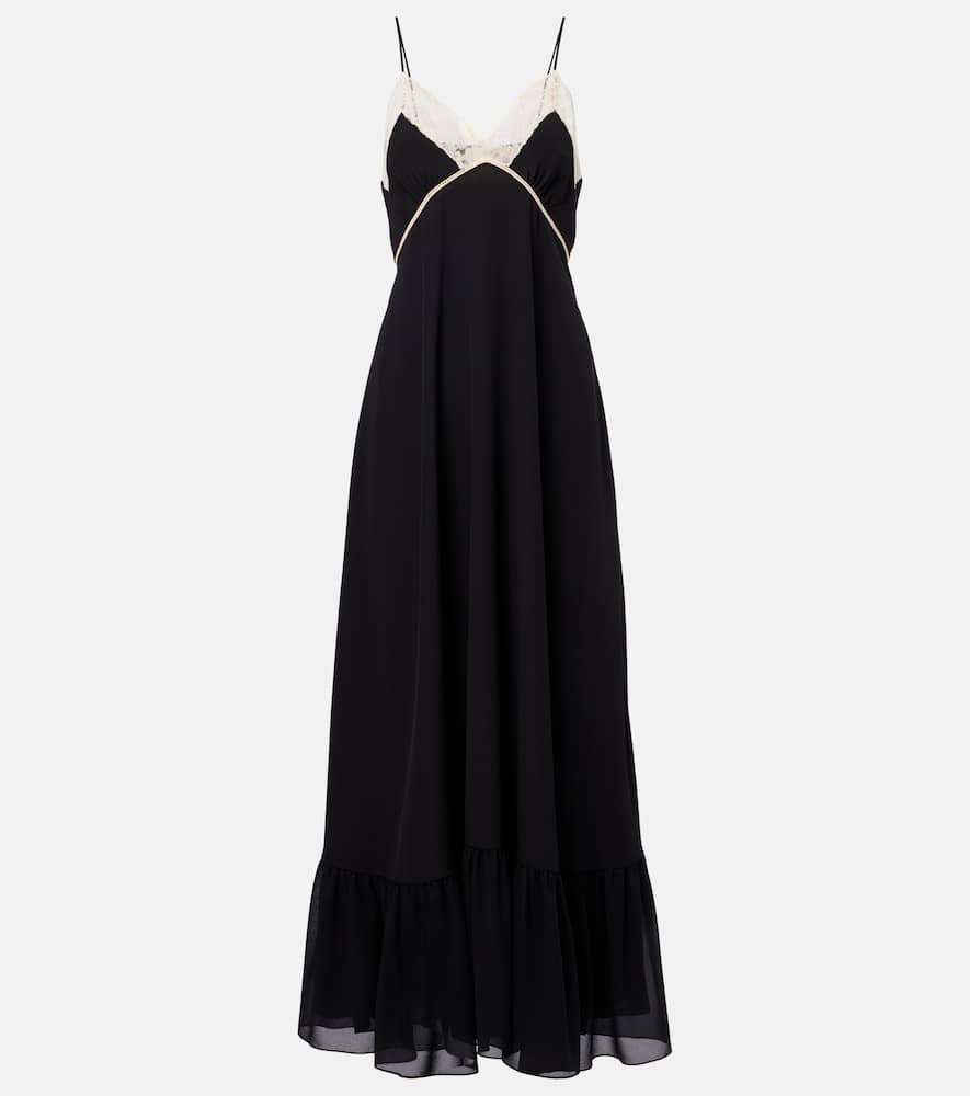 Chloé Lace-trimmed silk chiffon midi dress