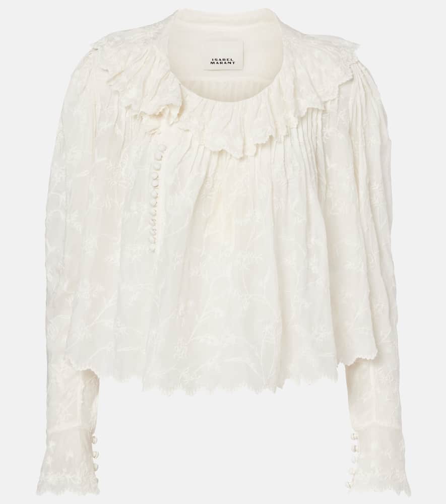 Zelly embroidered cotton and silk blouse