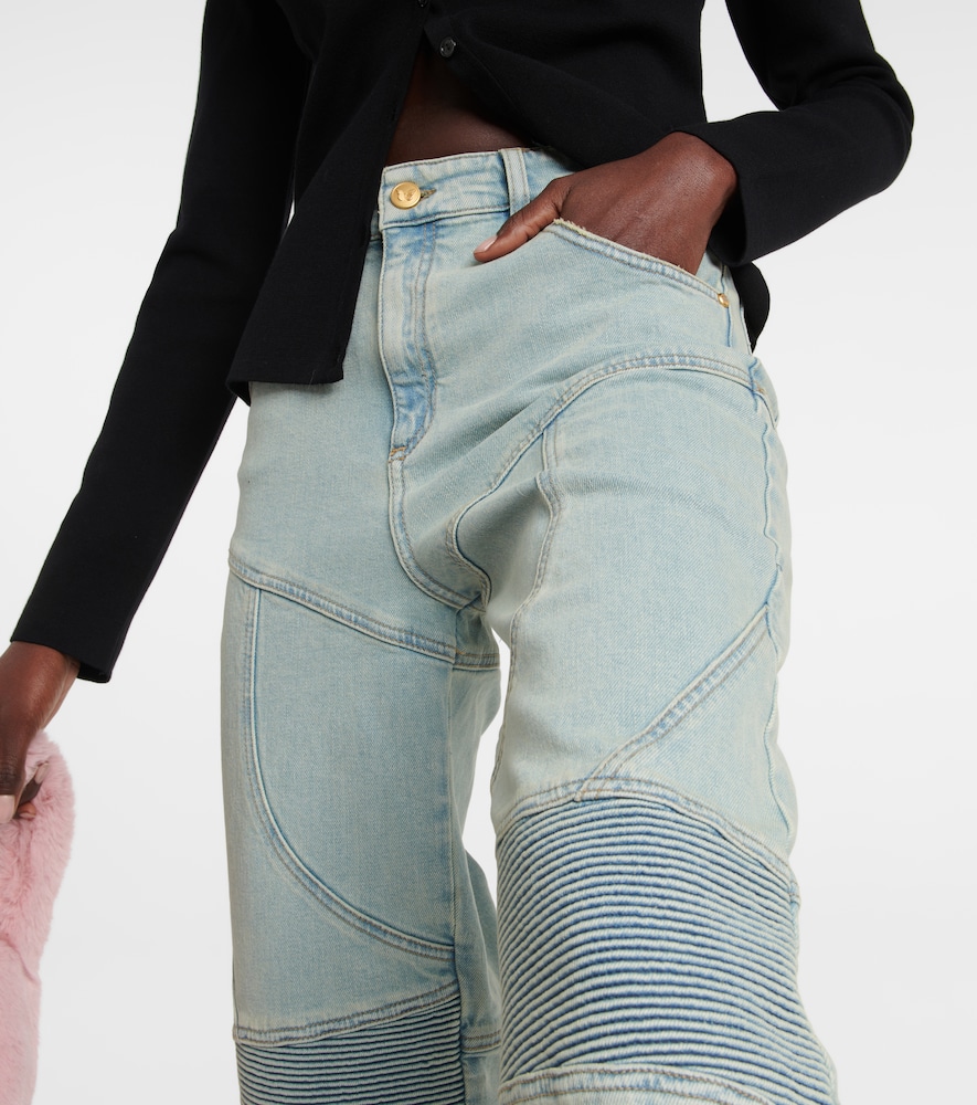 Paneled high-rise wide jeans