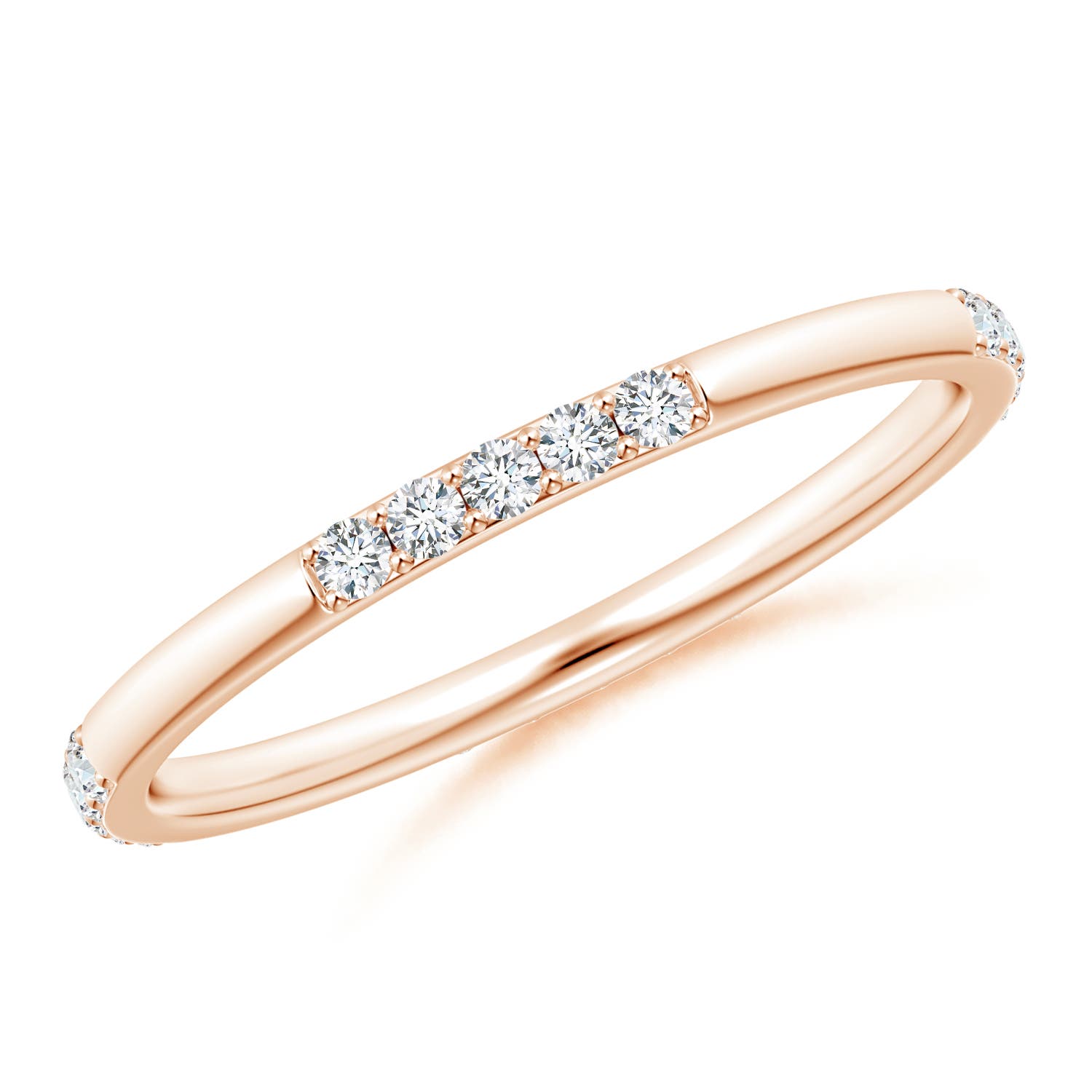 Angara 0.2 Carat Prong-Set Diamond Stackable Wedding Ring in 18K Rose Gold