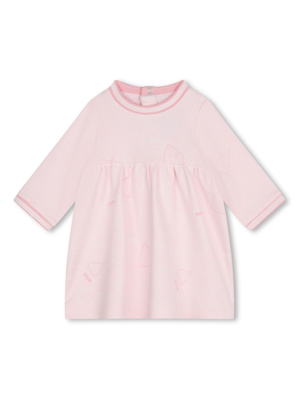 All-over logo print long-sleeve dress - Pink