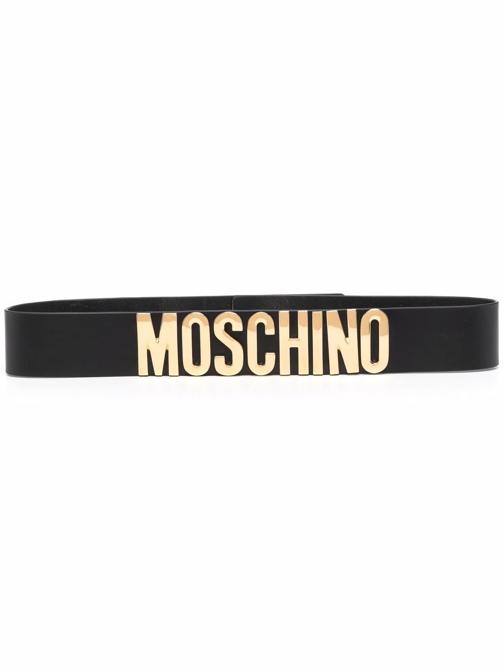 Leather logo-lettering belt - Black
