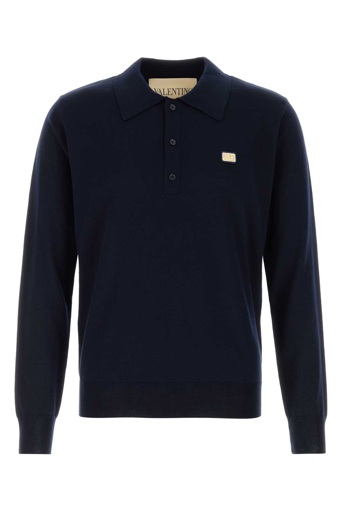 Virgin Wool Polo Shirt — Navy