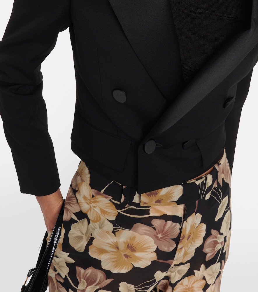 Saint Laurent Cropped wool tuxedo jacket