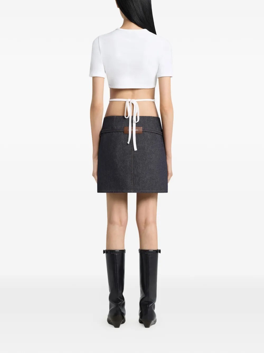 Ribbon Cut Out Contrast T-Shirt