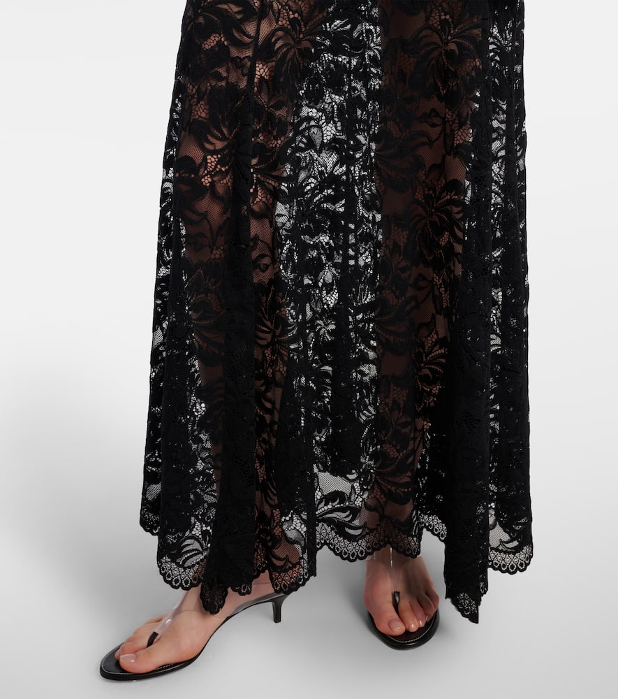 Floral lace midi skirt
