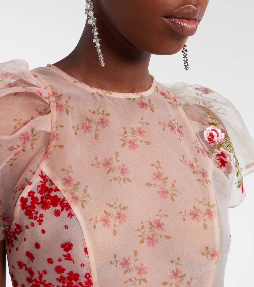 Patchwork sheer organza midi dress