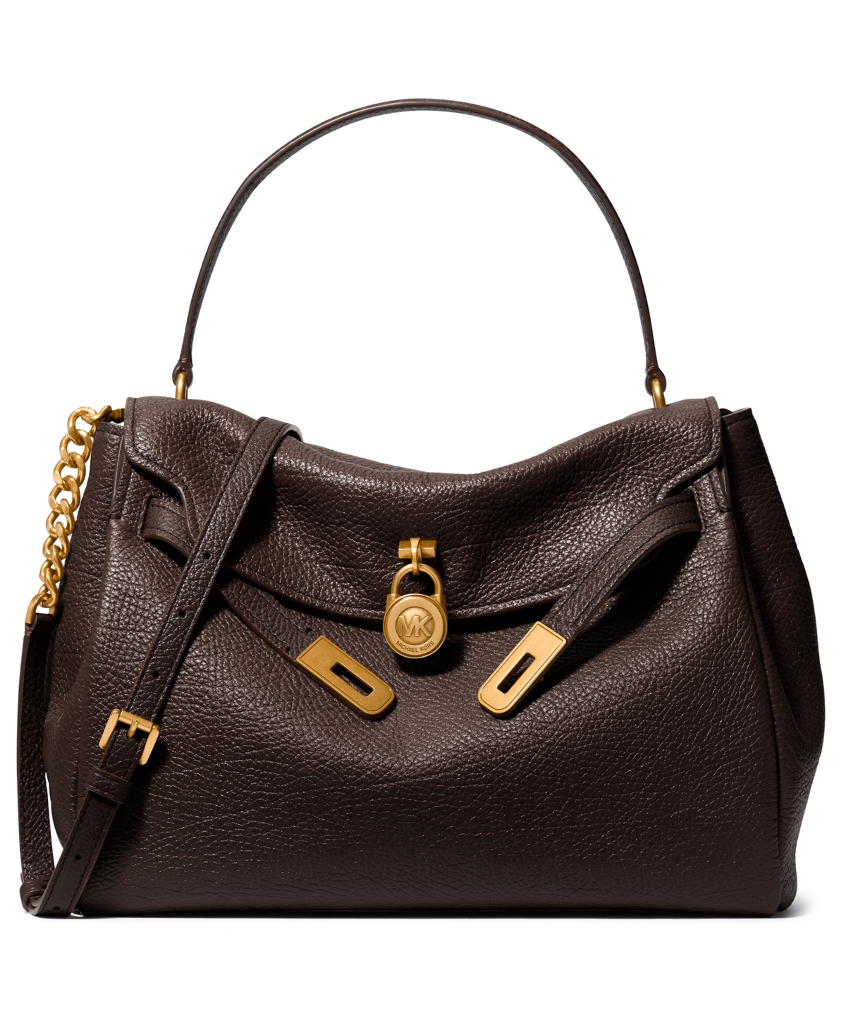Michael Hamilton Moderne Flap Top Handle Medium Satchel Handbag - Chocolate