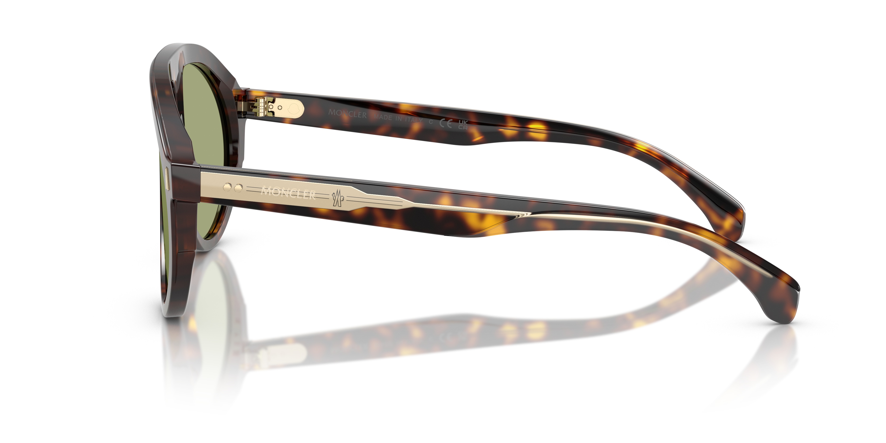 Moncler Unisex Moncler ME6001 FHAITE 300282 Sunglasses Acetate Turtle Green Pilot Norma