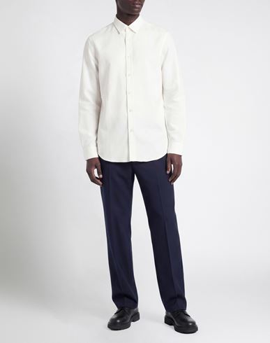 Man Shirt Off white Size L Linen, Lyocell