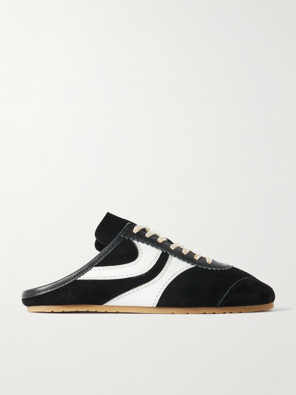 Leather-trimmed Suede Slip-on Sneakers - Black