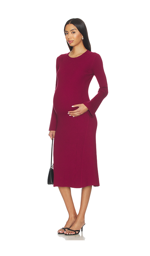 HATCH The Odette Ribbed Midi Dress in Burgundy. XS. Also in S, M