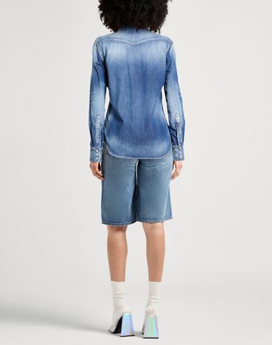 Woman Denim shirt Blue Size 2 Cotton, Elastane