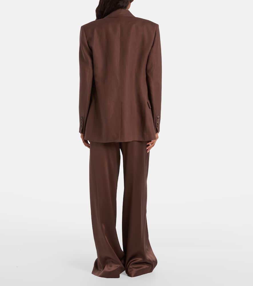 Silk-blend satin wide-leg pants