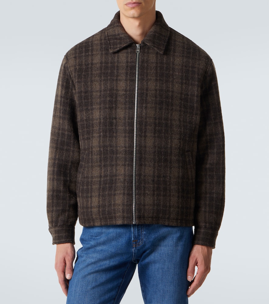 Checked virgin wool blouson jacket