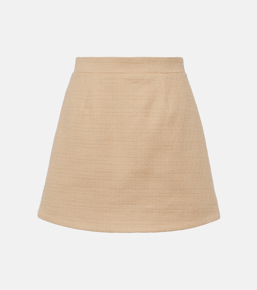 High-rise cotton-blend tweed miniskirt