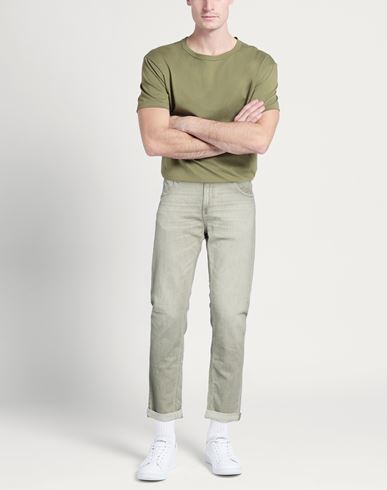 Man Jeans Military green Size 35 Cotton, Elastane