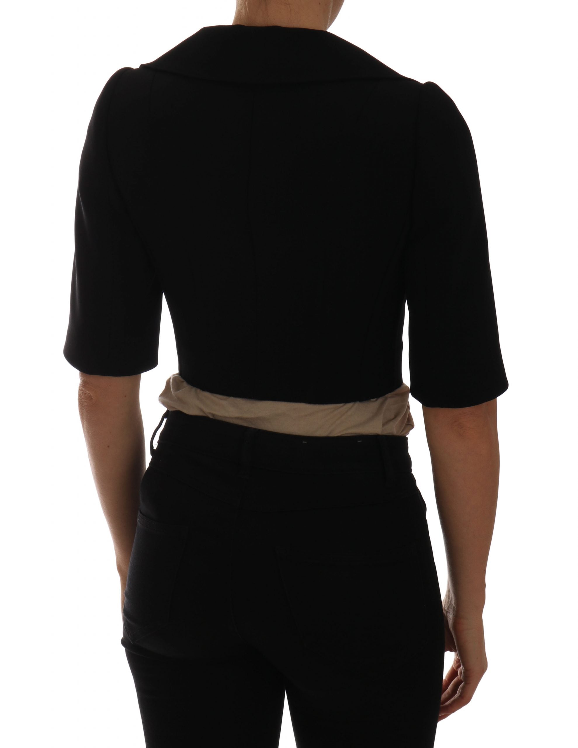 Cropped Virgin Wool Blazer — Black