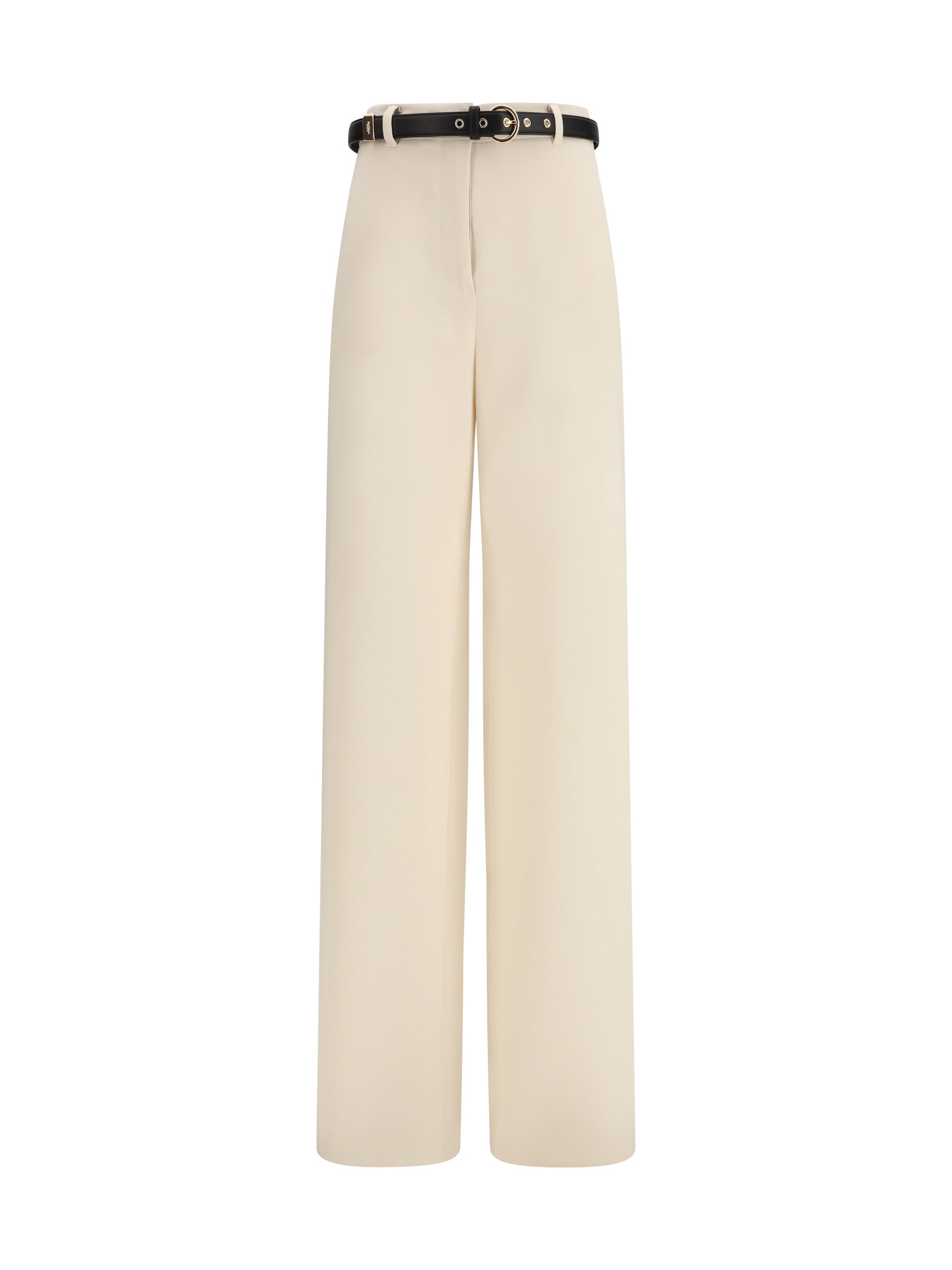 Wide-Leg with Matching Belt Trousers — Beige